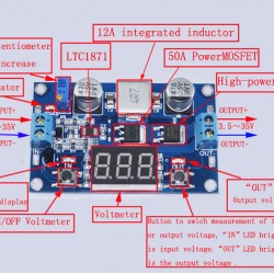 DC to DC Adjustable Step Up Boost Converter Power Supply Module Voltage Regulator DC 3-35V to DC 3.5-35V with Voltmeter Display